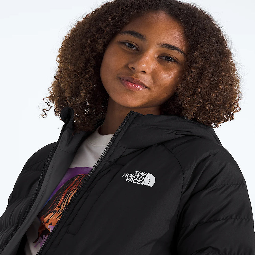 Girls' Reversible Hooded Jacket - Black Gray
