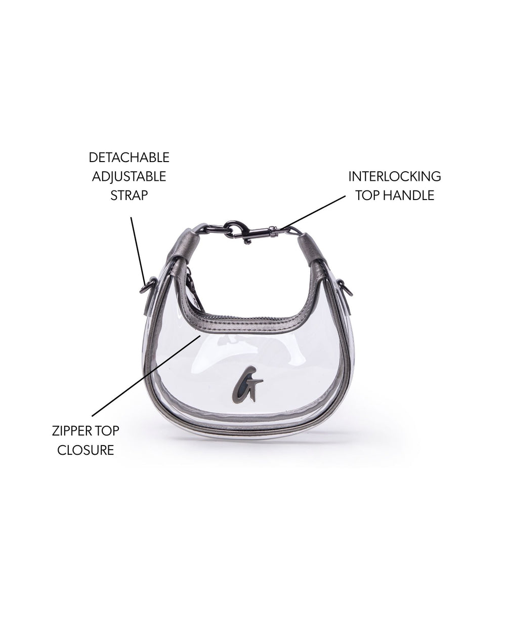 Clear PVC Mini Hobo Bag - Platinum