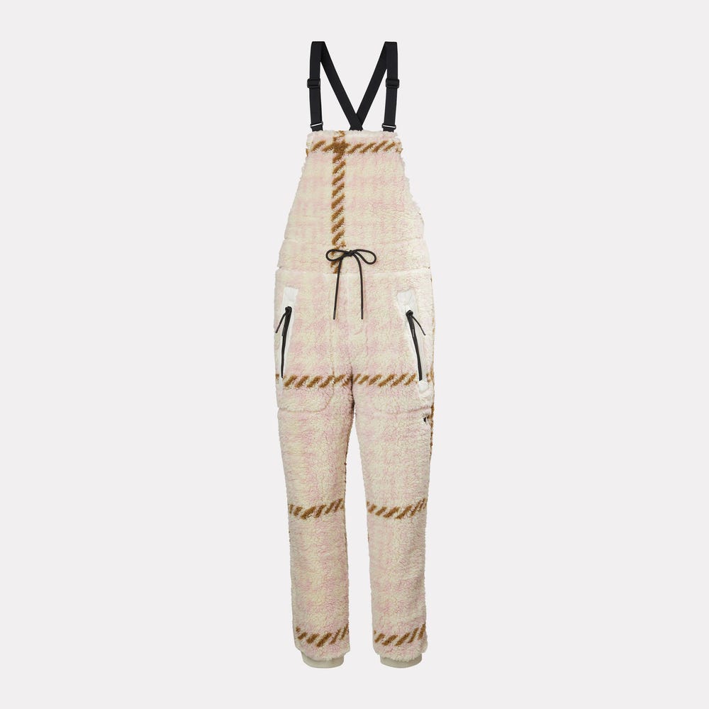 Unisex Printed Fleece Bib Overalls - Pink
