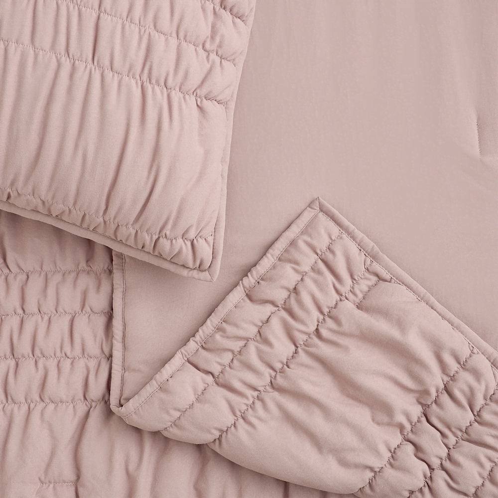 King Ruched Microfiber Quilt Set
