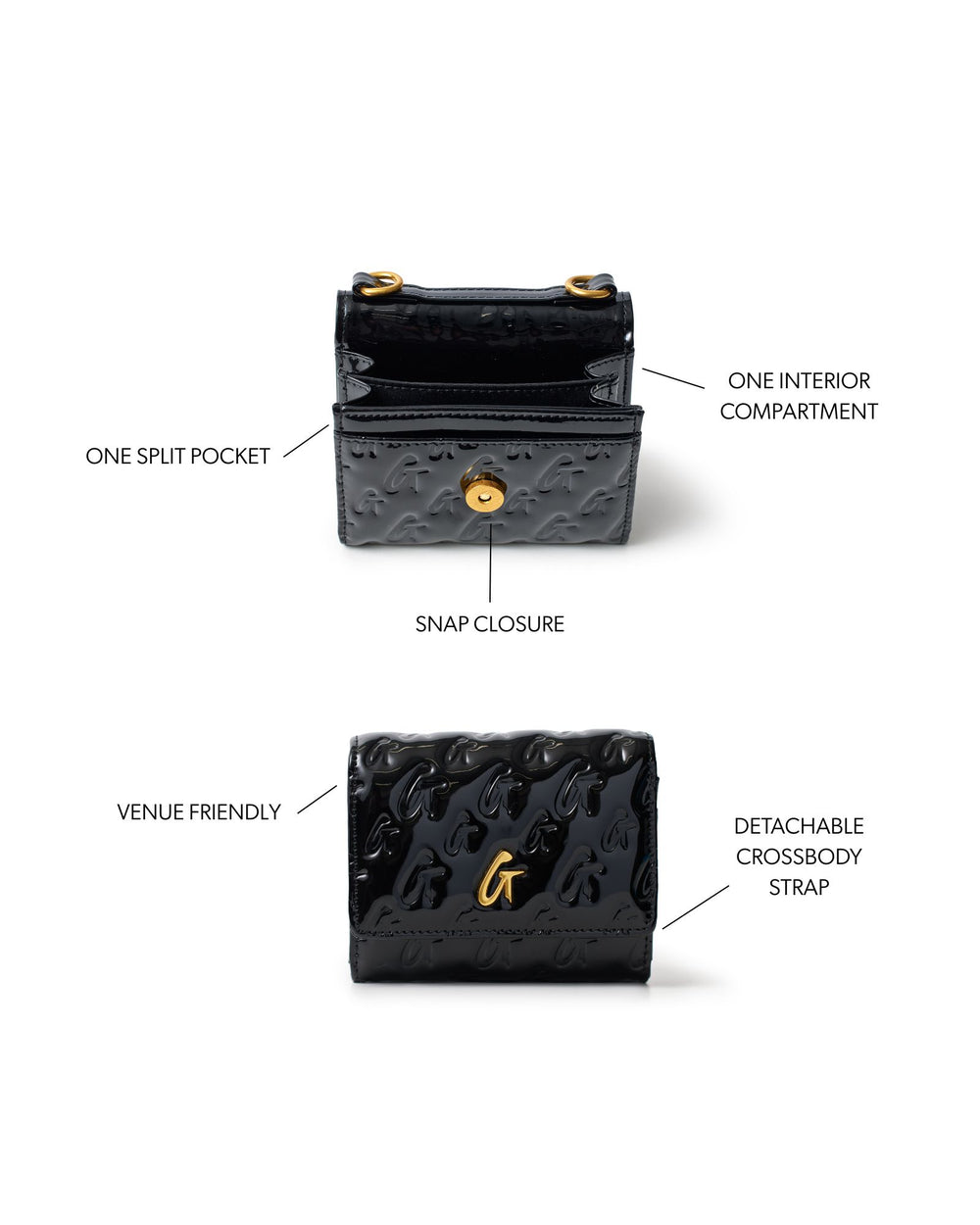 Mirrored Wallet With Chain - Black