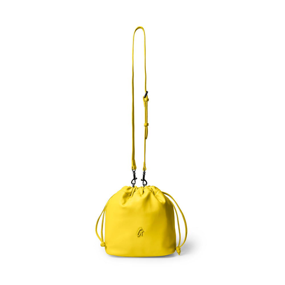 Medium Vegan Leather Bucket Bag - Yellow