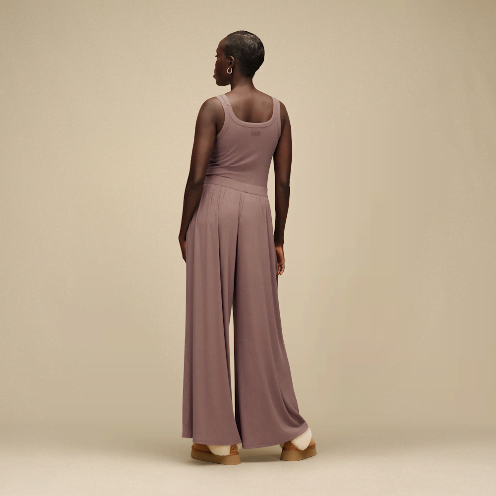 Women's Ribbed Wide-Leg Pants - Black