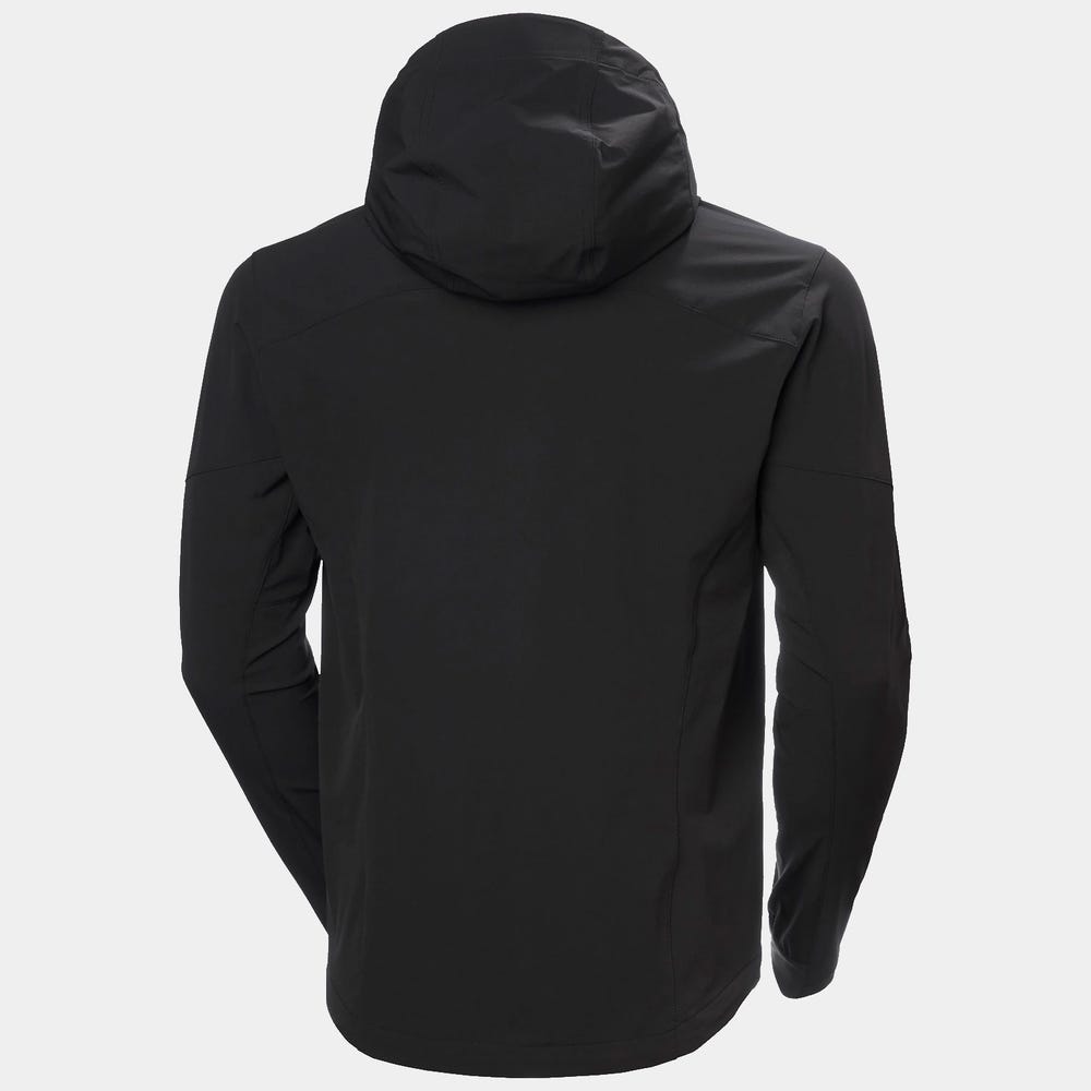Men's Stretch Hooded Softshell Jacket - Black