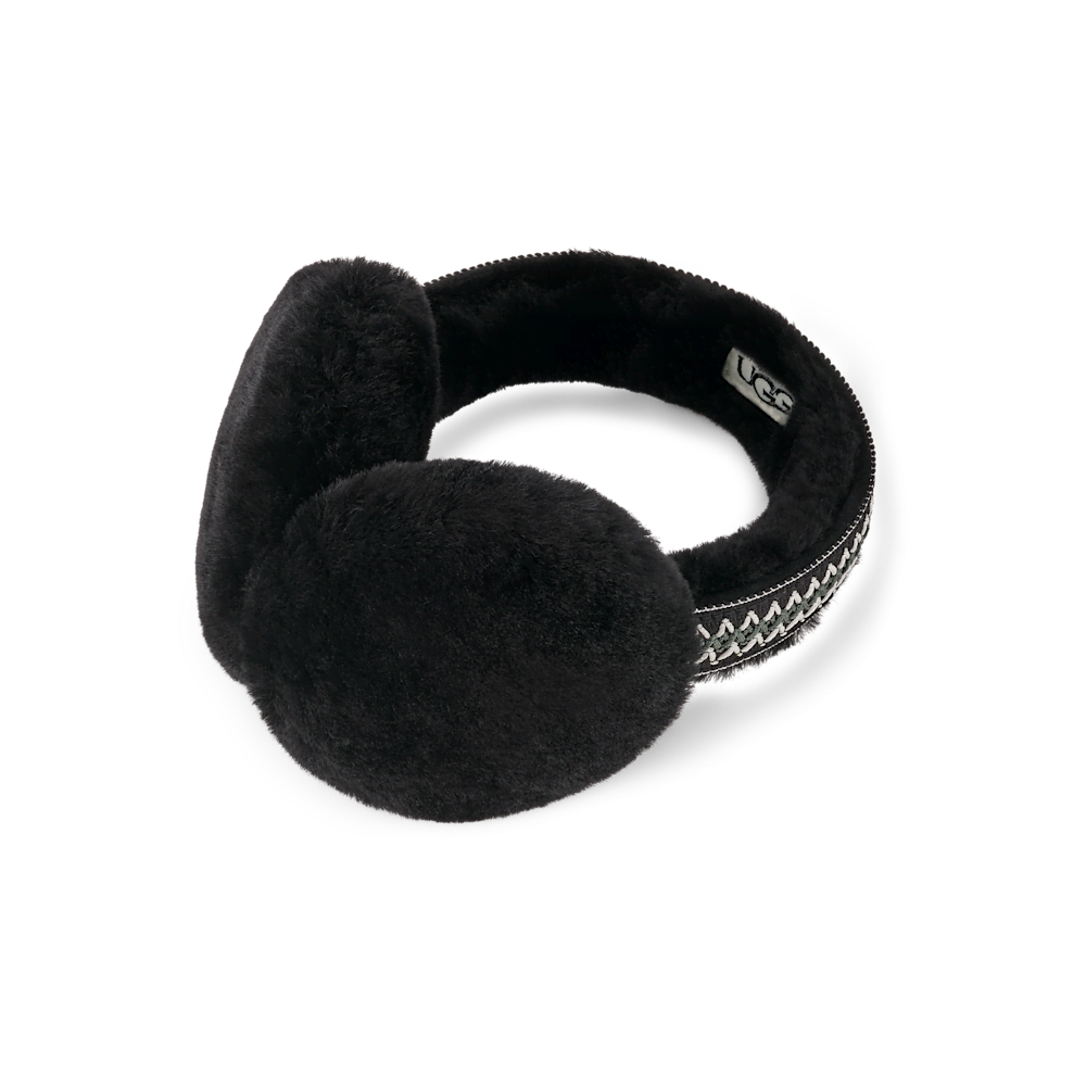 Women's Shearling Trim Earmuffs - Black
