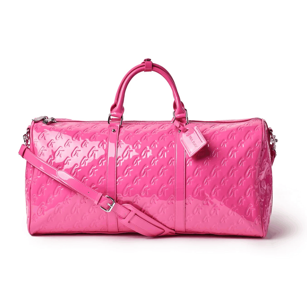 Mirrored Vegan Leather Duffle Bag - Hot Pink