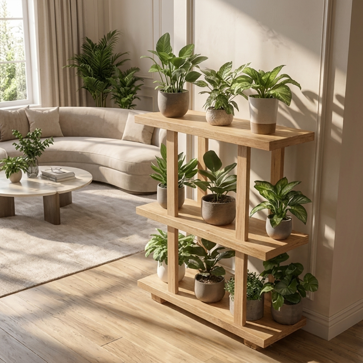 Mid Century Plant Shelf Indoor Garden Decor