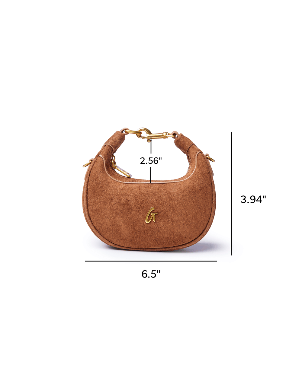 Mini Suede-Feel Crescent Bag - Brown