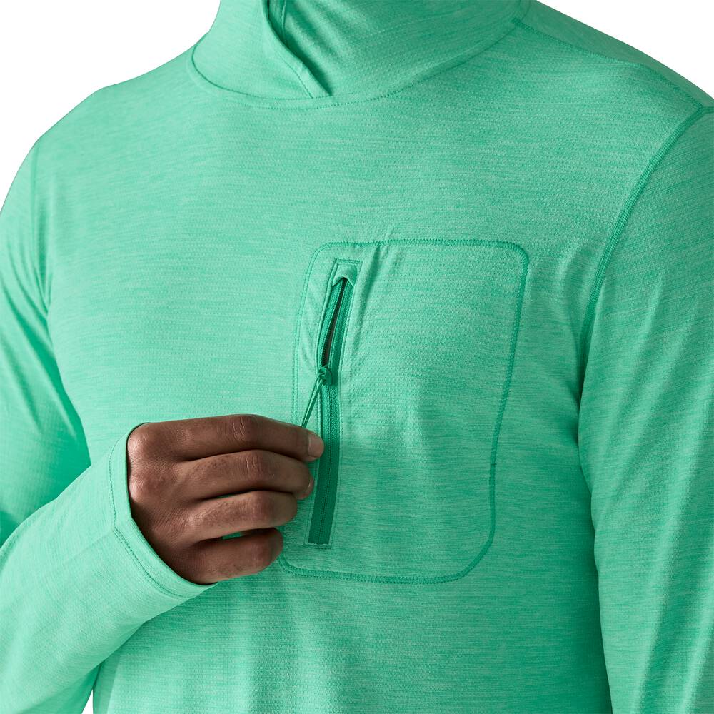 Men's UPF 40+ Sun Hooded Shirt - Aqua