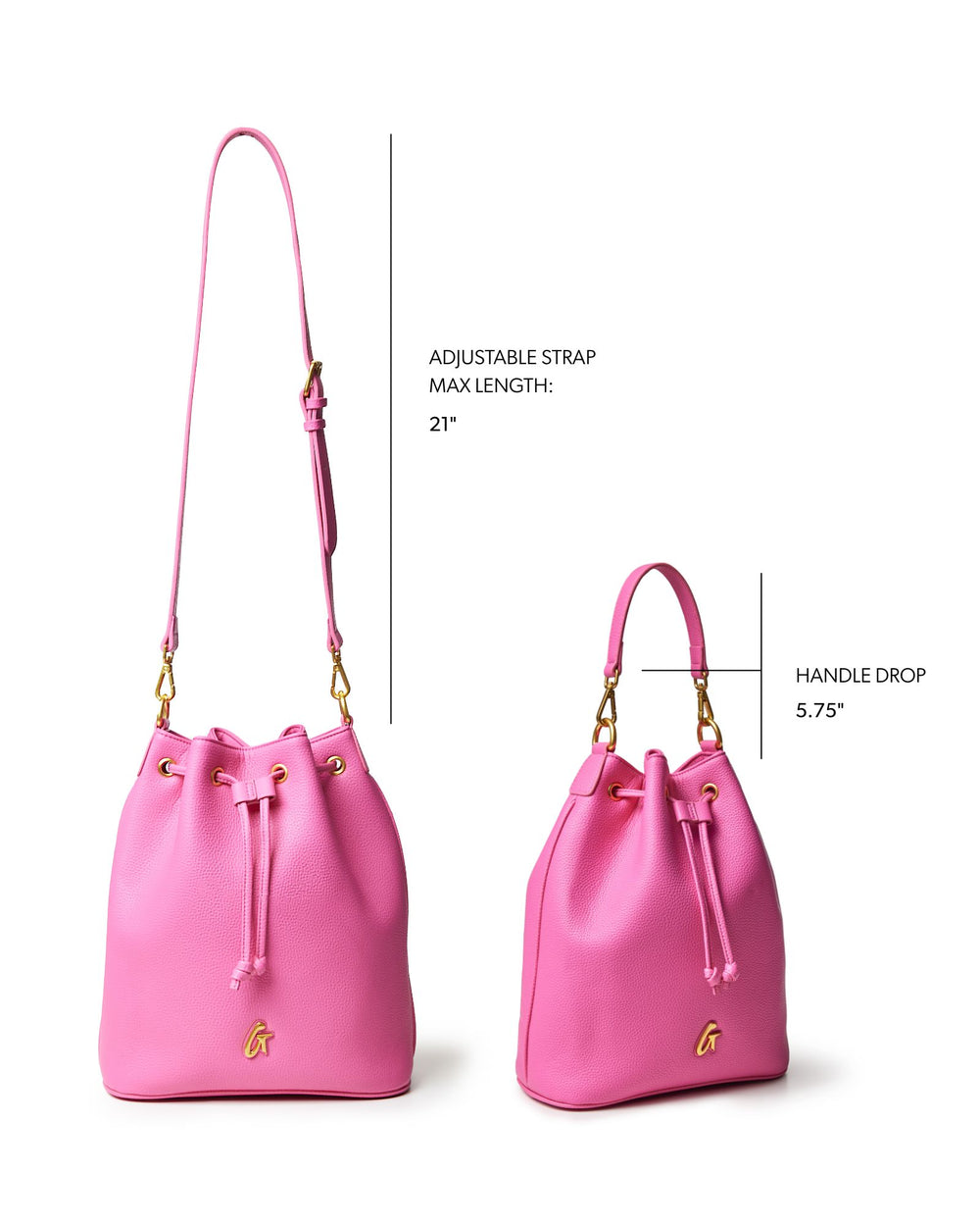 Large Pebbled Bucket Bag - Hot Pink