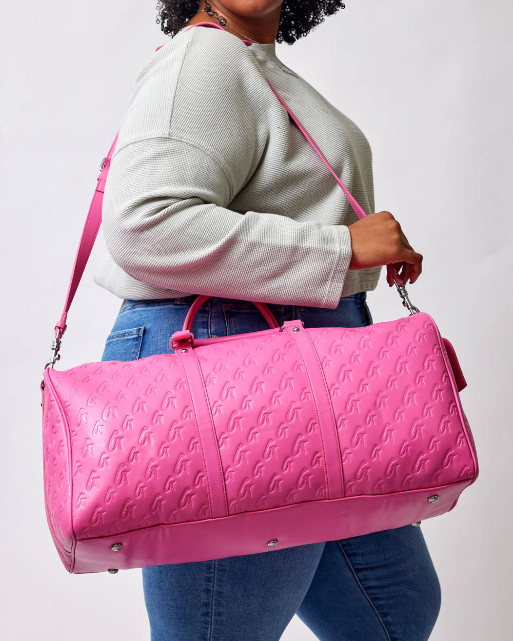 Vegan Leather Weekender Duffle - Hot Pink