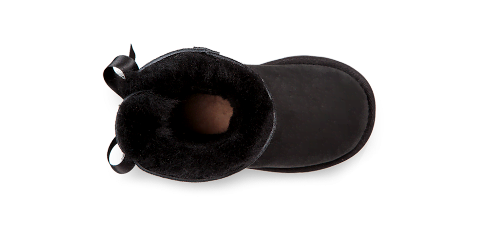 Toddler Bow Sheepskin Mini Boots - Black