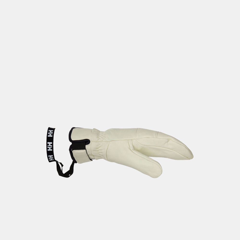 Leather Insulated Ski Mittens - White