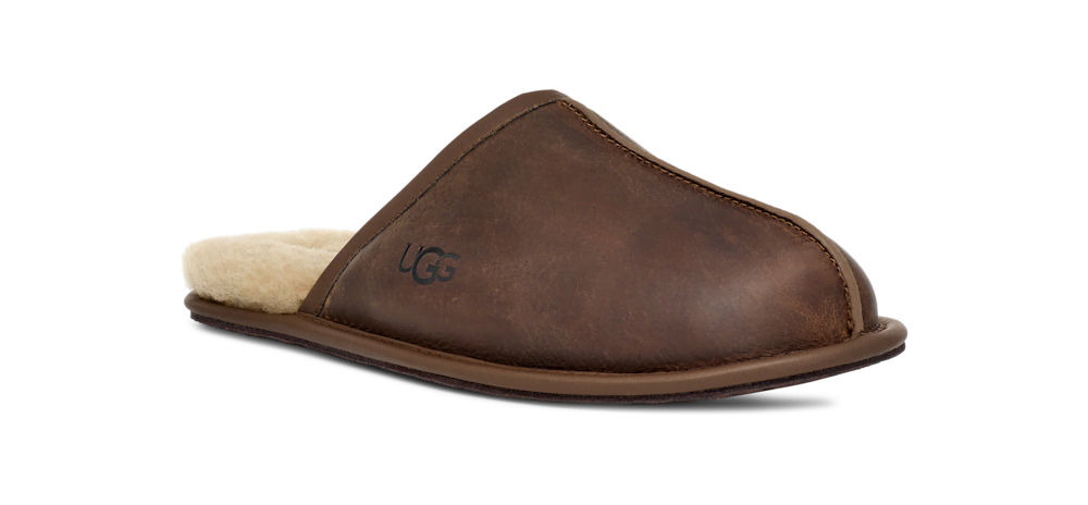 Men's Leather Open-Back Slipper - Black