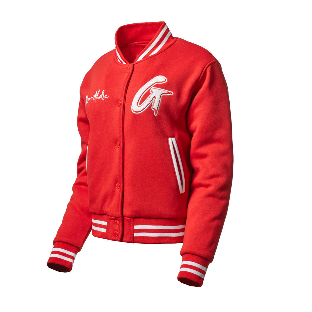 Cotton Blend Varsity Jacket - Red