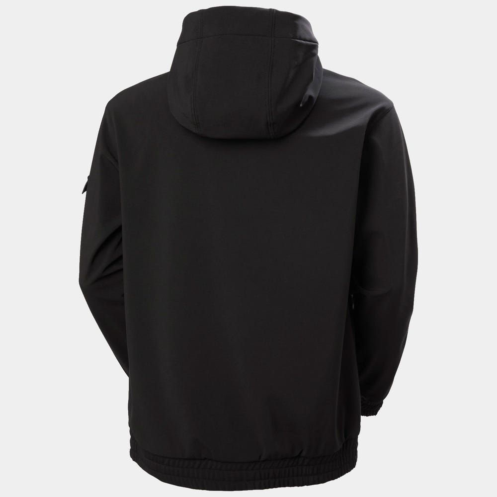 Unisex Fleece-Backed Softshell Hoodie - Black