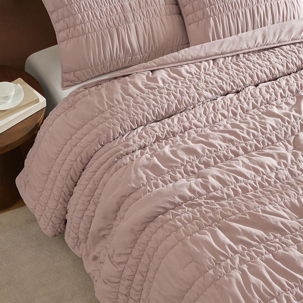 Twin/Twin XL Ruched Microfiber Quilt Set