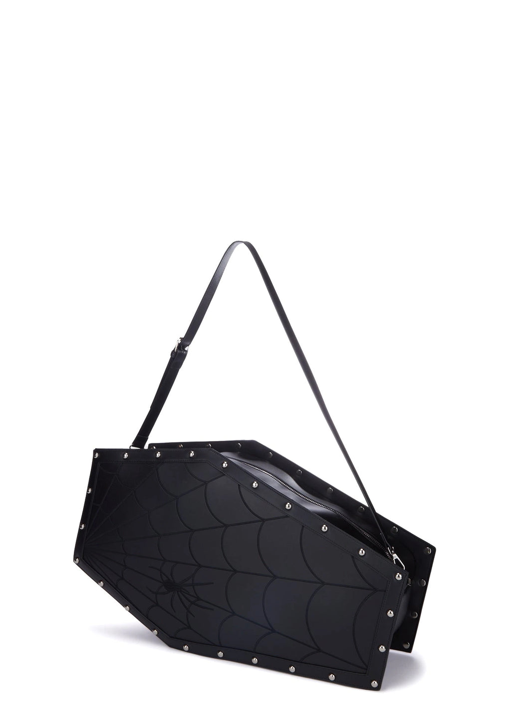 Coffin-Shaped Studded Weekender Bag - Black