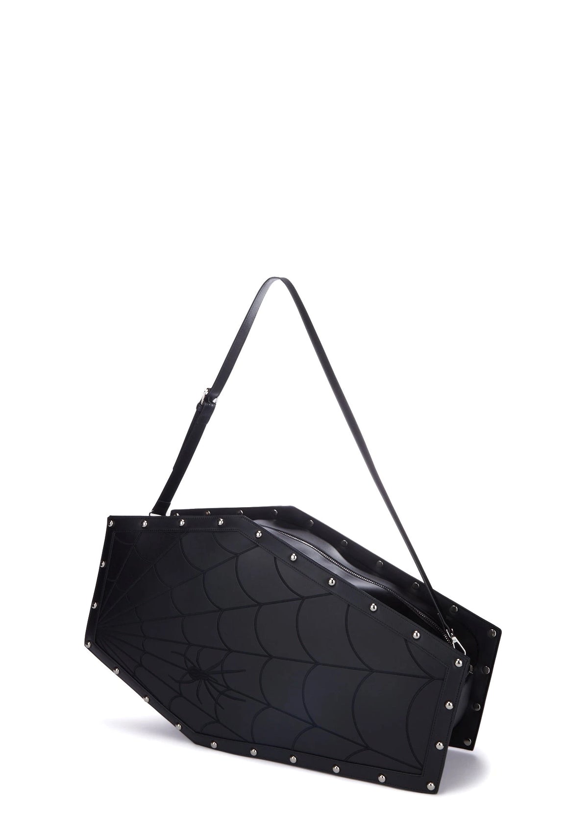 Coffin-Shaped Studded Weekender Bag - Black