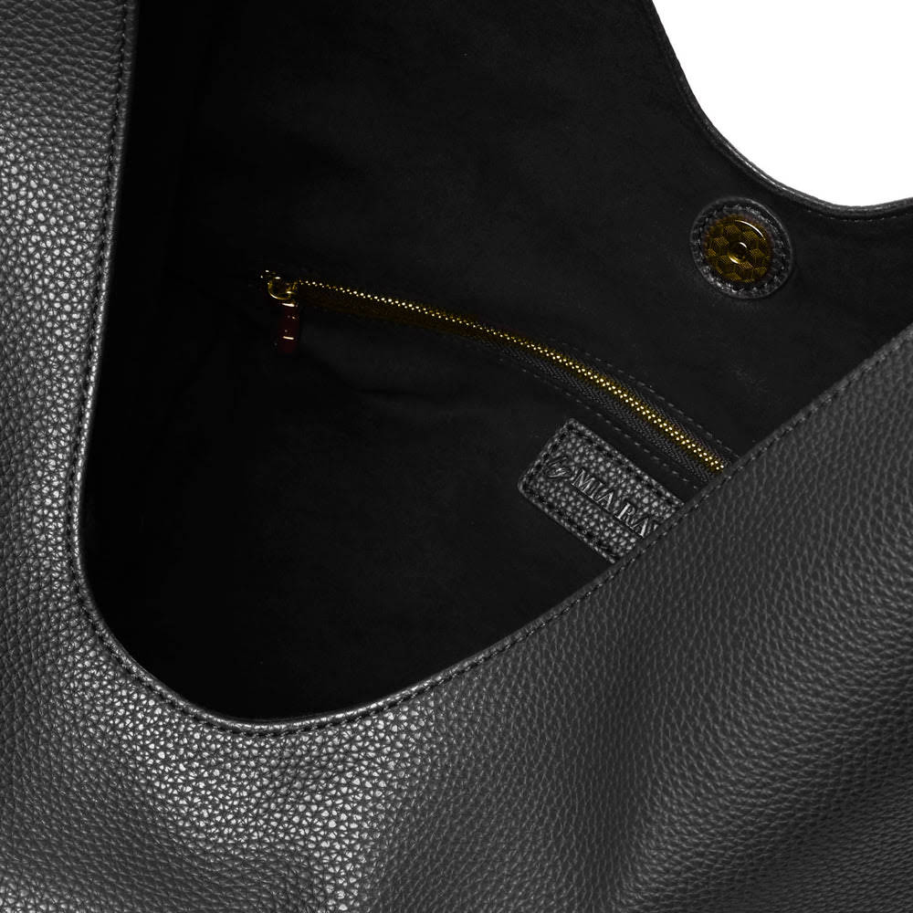 Oversized Pebbled Shoulder Bag - Black
