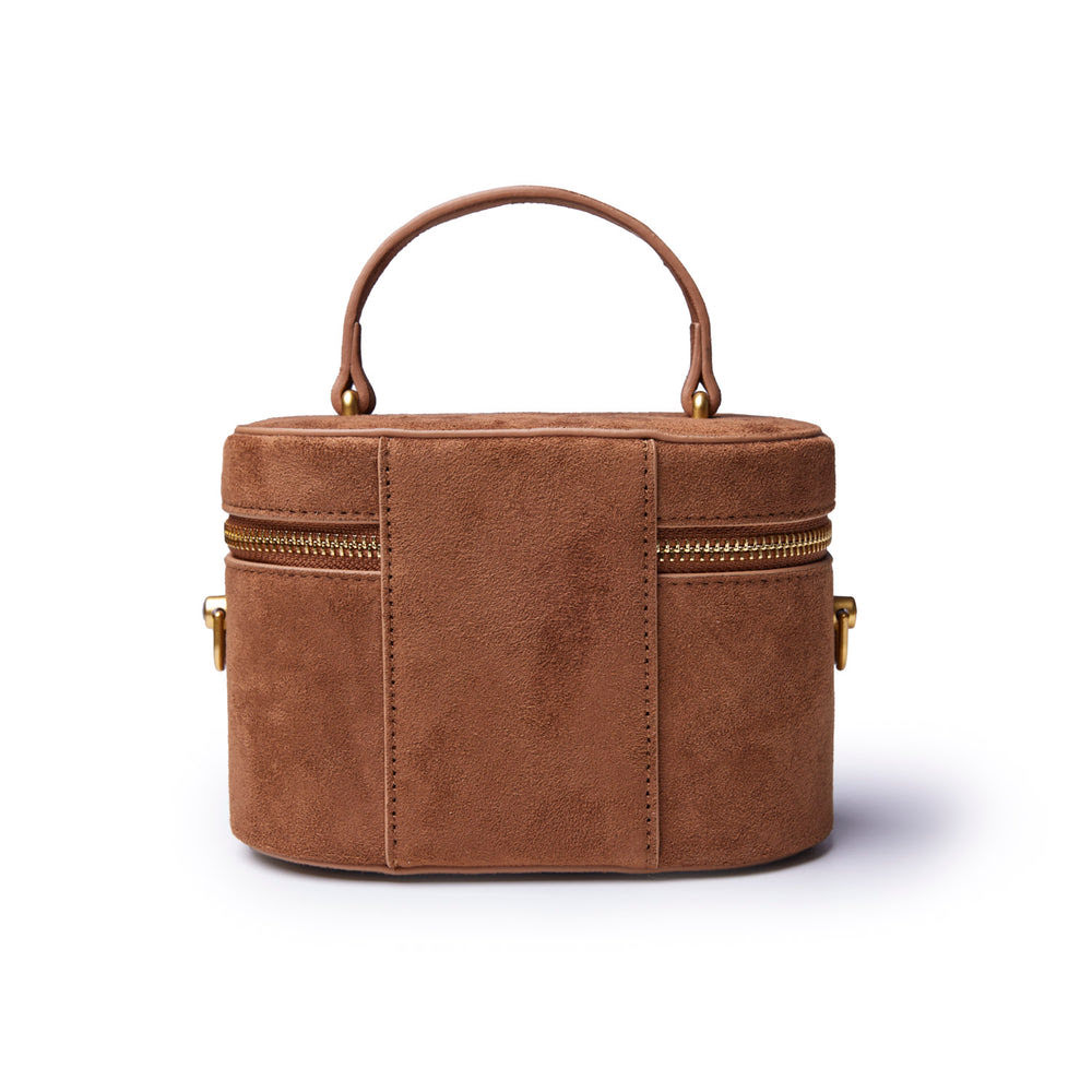 Mini Vegan Suede Vanity Bag - Brown