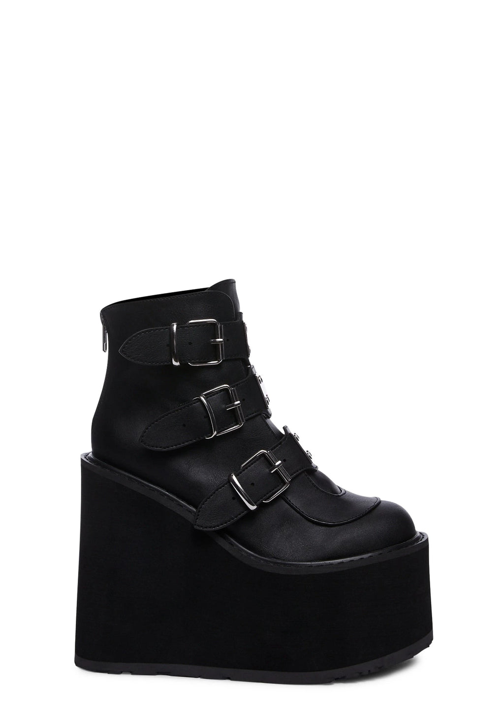 Matte Wedge Platform Ankle Boots - Black