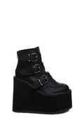 Matte Wedge Platform Ankle Boots - Black