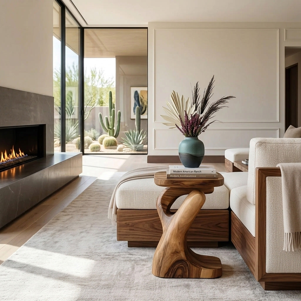 Modern Sculptural Side Table For Living Room Or Bedroom