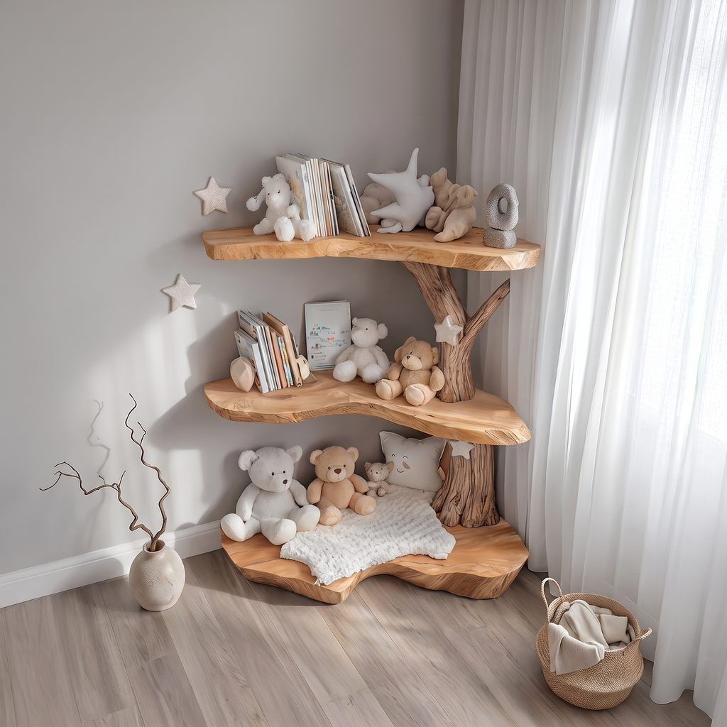 Rustic Corner Tree Bookshelf