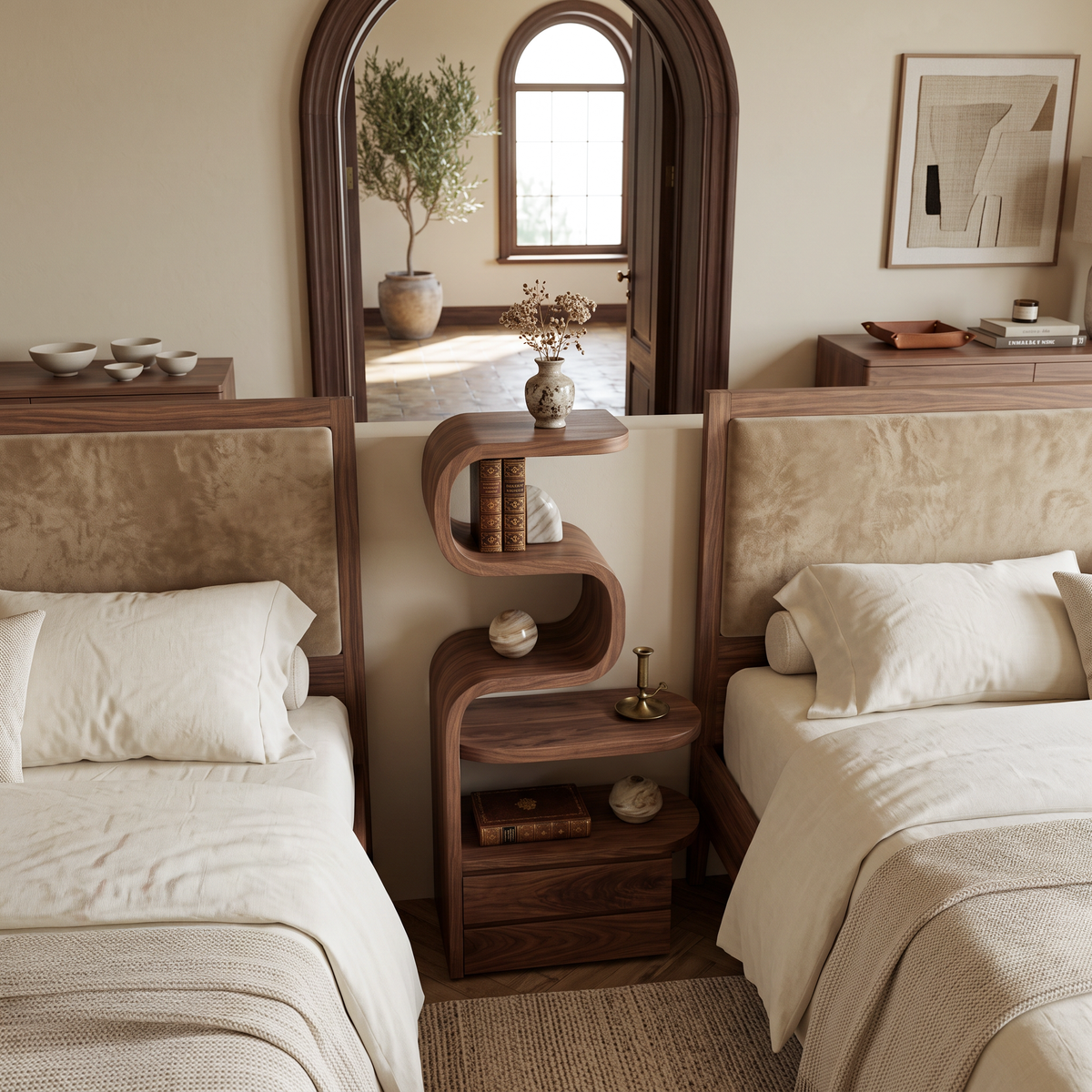 Sculpted Solid Wood Nightstand