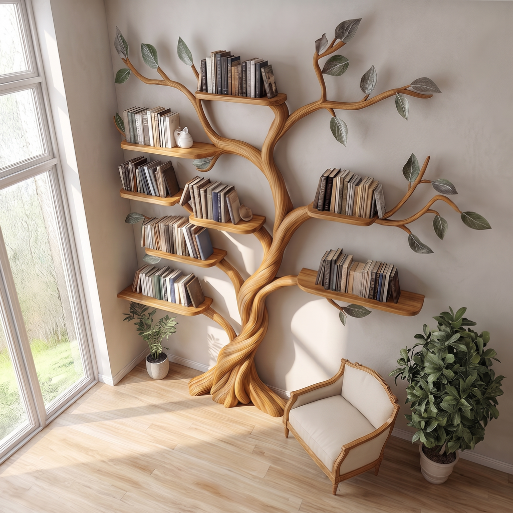Rustic Tree Bookshelf
