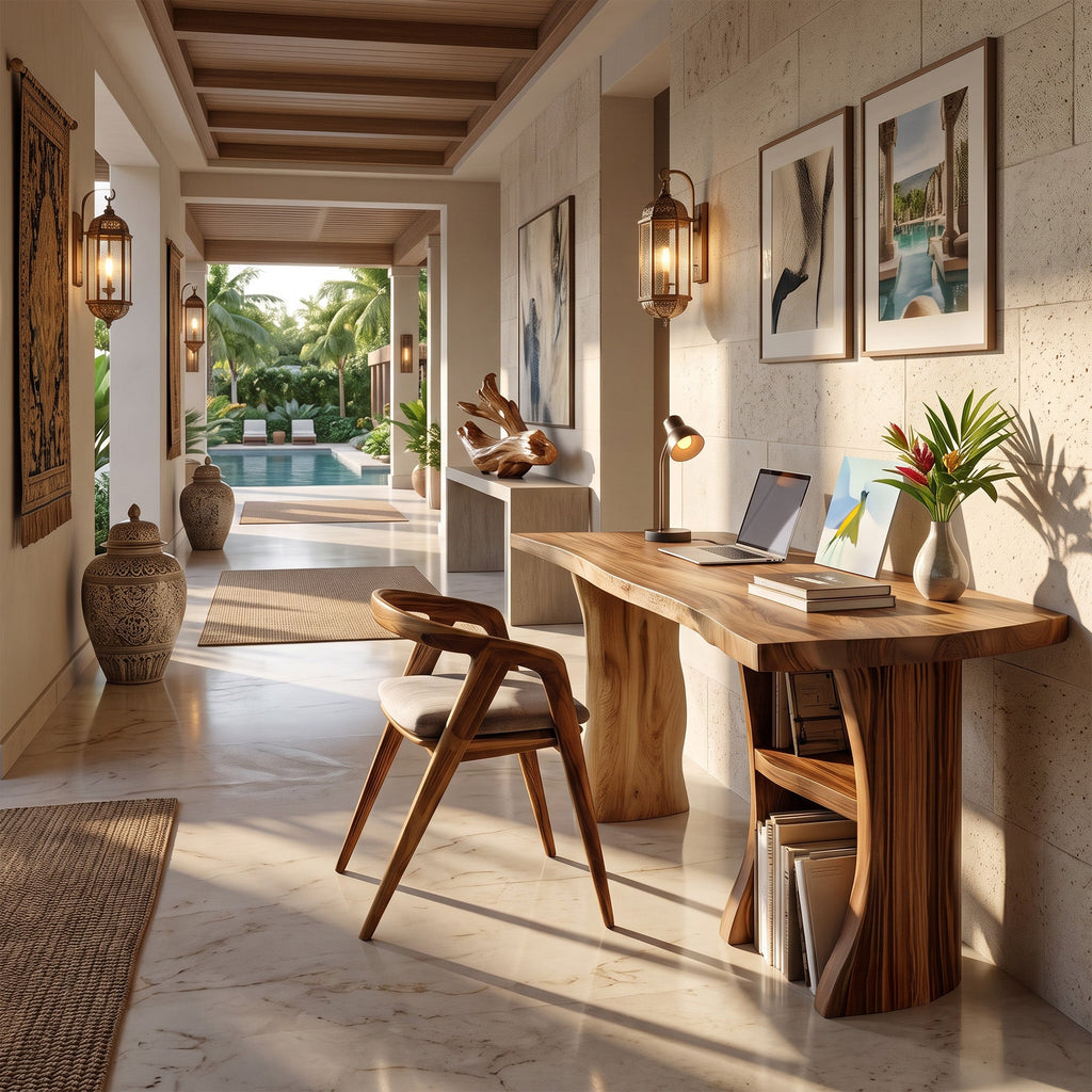 Modern Wooden Live Edge Desk For Small Home Office Setup