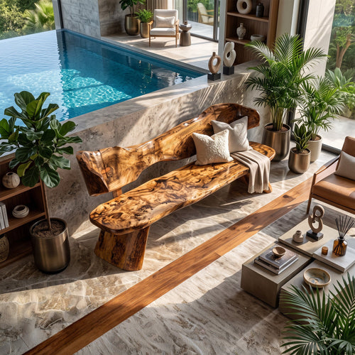 Farmhouse Ergonomic Wood Bench For Backyard Retreat