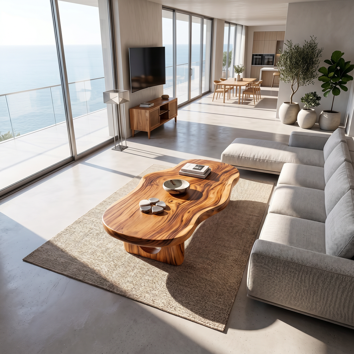 Modern Live Edge Coffee Table Solid Wood For Entryway Style