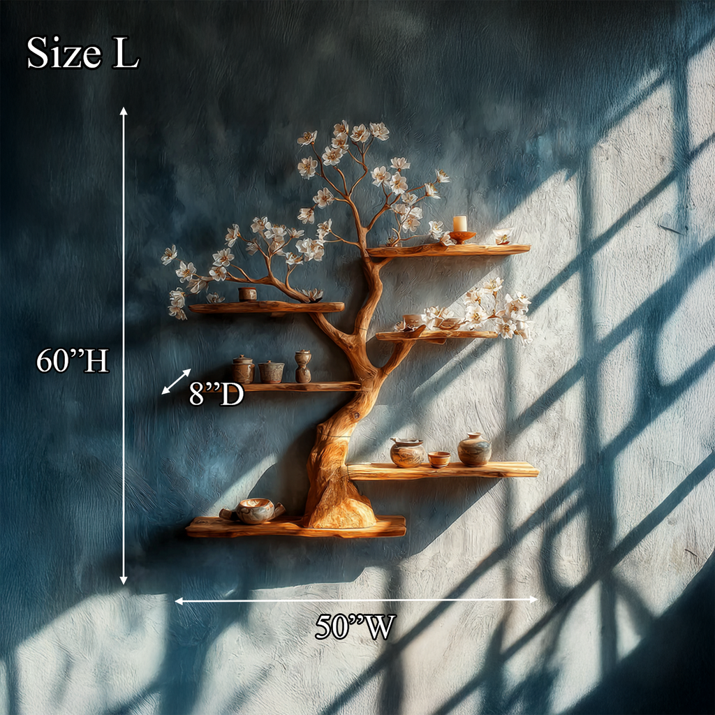 Rustic Wooden Tree Shelf