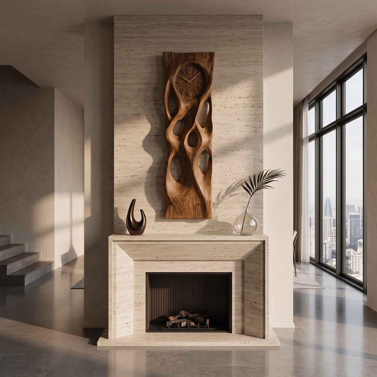 Modern Wall Clock Vertical Design For Living Room