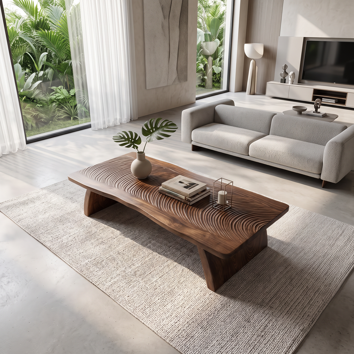 Farmhouse Mid Century Live Edge Coffee Table For Living Room