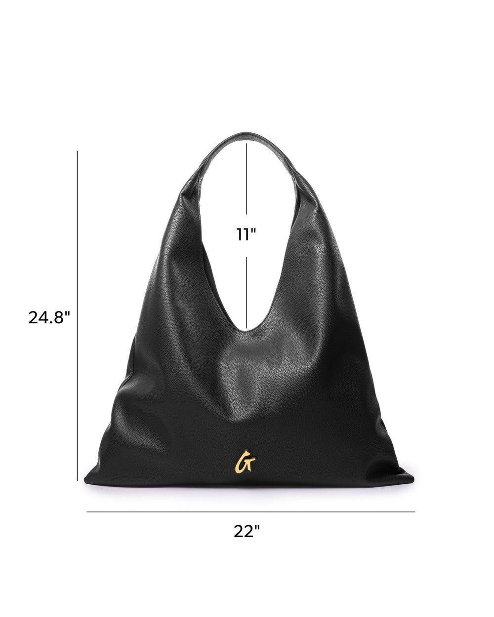 Oversized Pebbled Shoulder Bag - Black