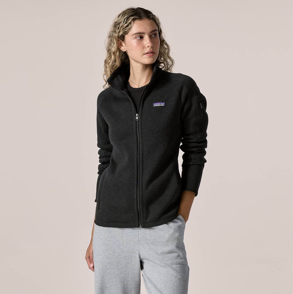 Women's Recycled Knit Fleece Jacket - Black