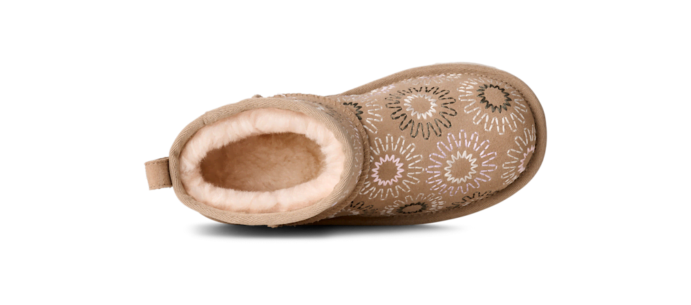 Kids' Low Suede Boot With Sun Embroidery