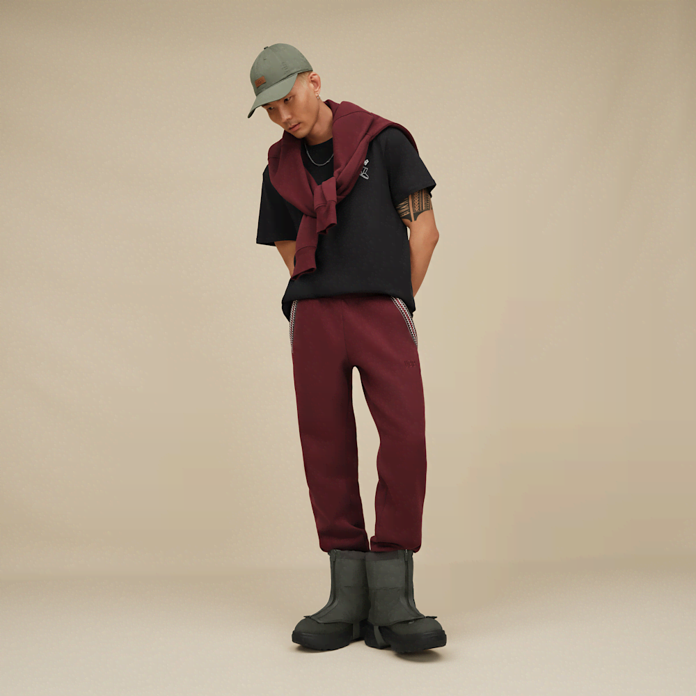 Men's Cotton Blend Drawstring Joggers - Purple