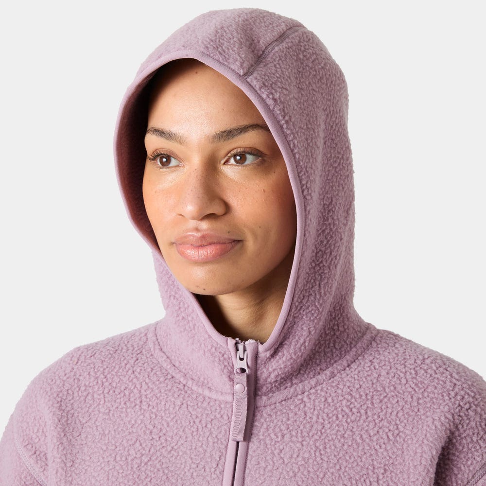 Women's Hooded Pile Fleece Jacket - Purple