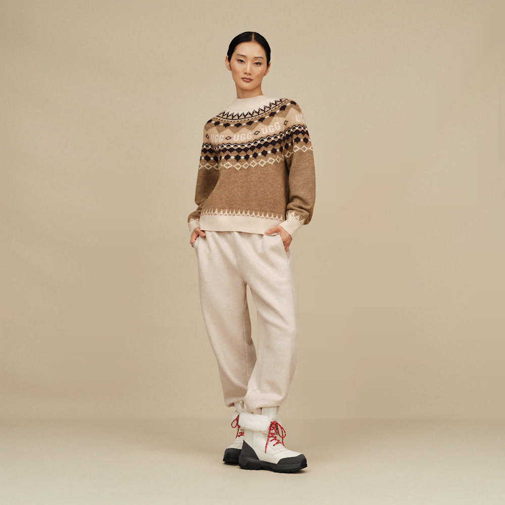 Women's Fair Isle Crewneck Sweater - Grey
