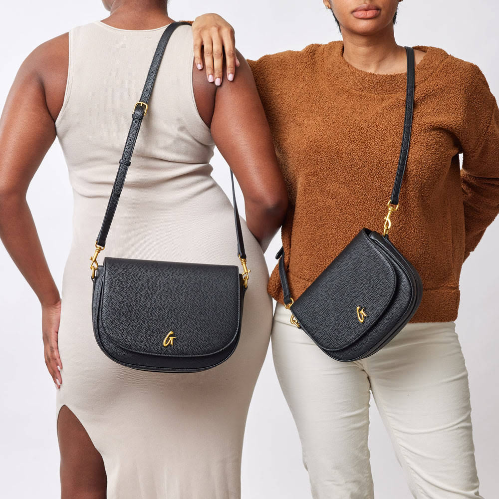 Large Textured Shoulder Bag - Black