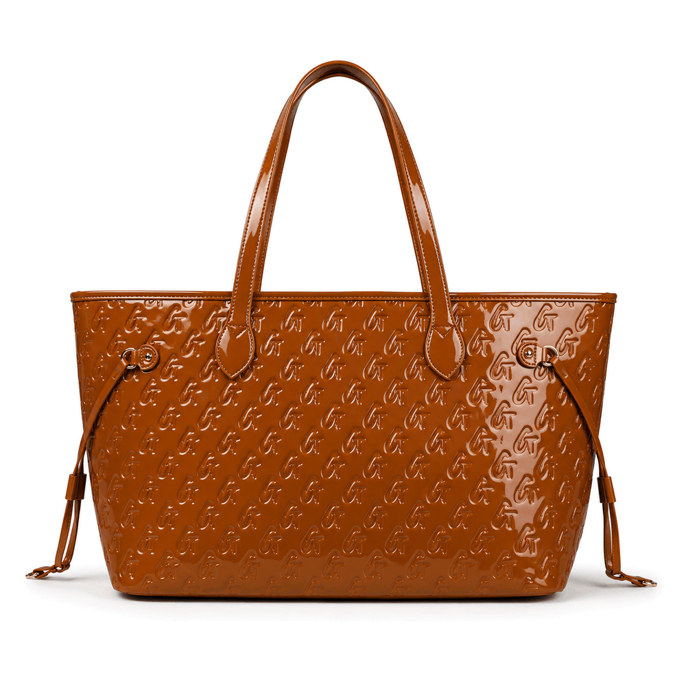 Large Laptop Tote With Wristlet - Brown