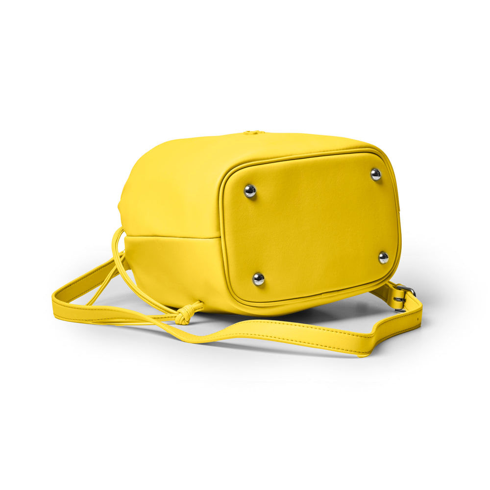 Medium Vegan Leather Bucket Bag - Yellow