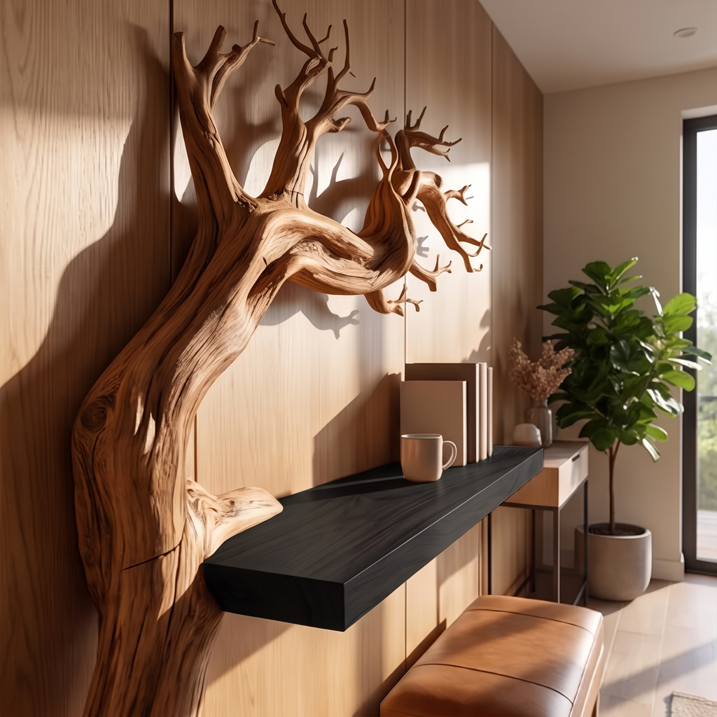 Rustic Branch Floating Shelf Artistic Bedroom Wall Decor