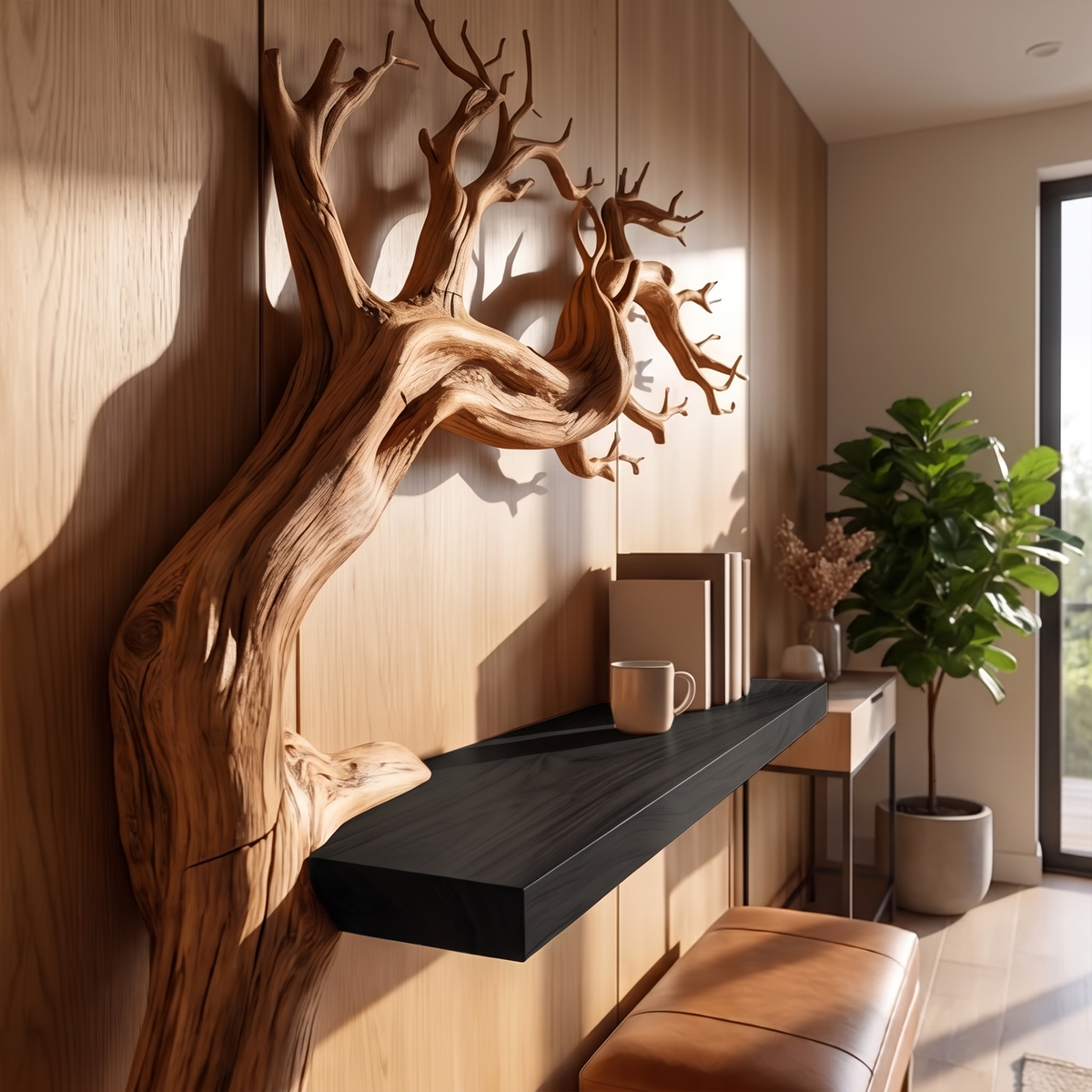 Rustic Branch Floating Shelf Artistic Bedroom Wall Decor