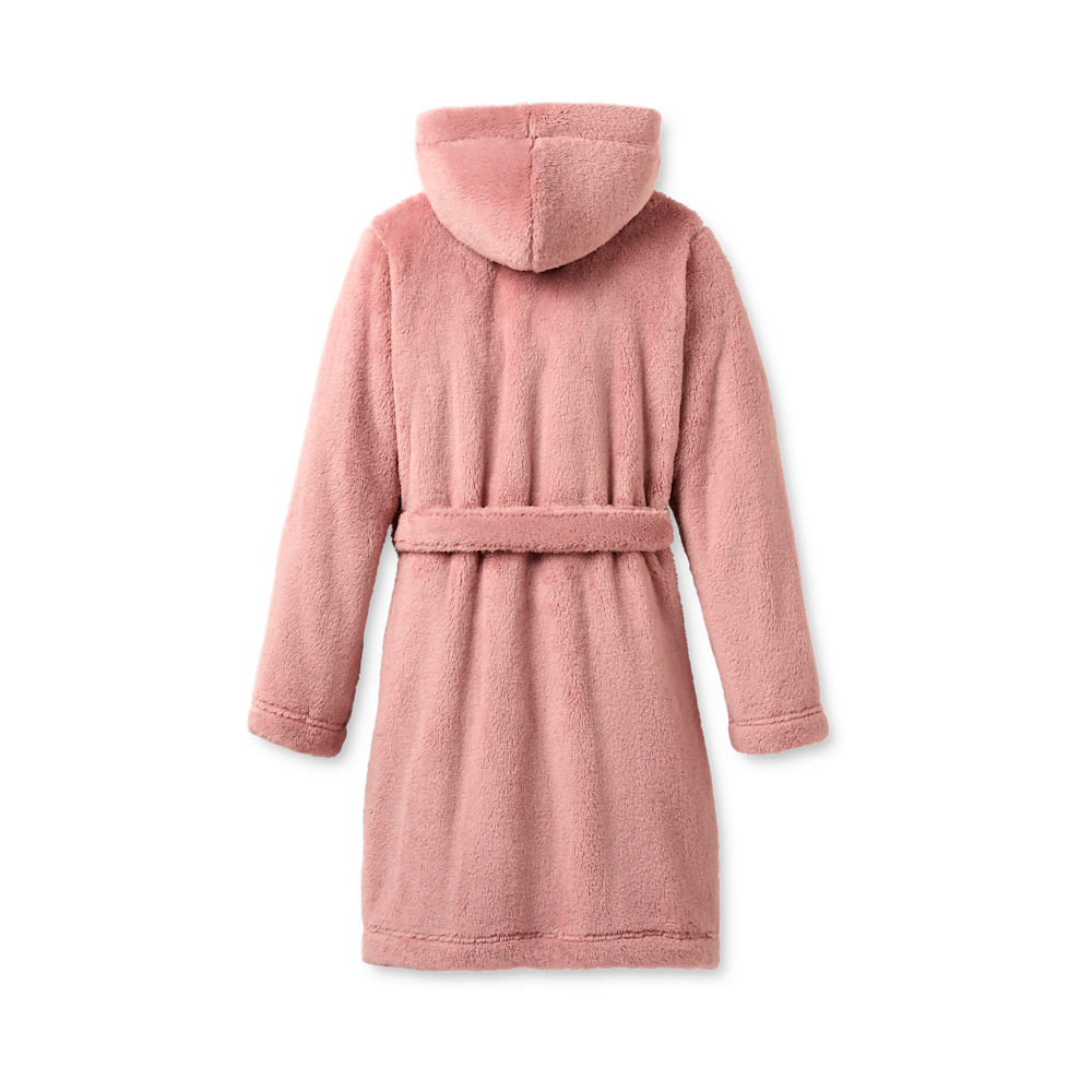 Women's Hooded Plush Fleece Robe - Cream