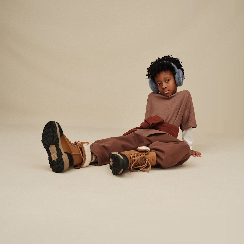 Kids' Waterproof Leather And Suede Winter Boot - Chestnut